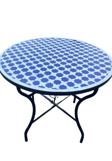 Mosaik Tisch 80cm Rund Blau