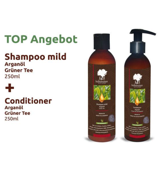 Arganöl Grüner Tee Haarpflege set. Shampoo & Conditiner (100 ml = 3,98 €)