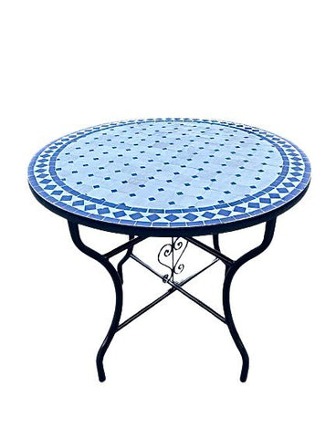Mosaik Tisch 80cm Rund Blau