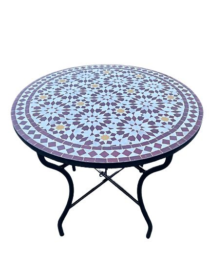 Mosaik Tisch 80cm Rund Blau