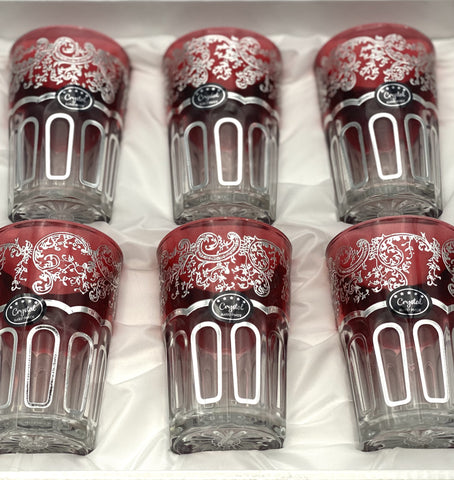 Tee Gläser Tea Set 6St/Pcs Rot / SILBER