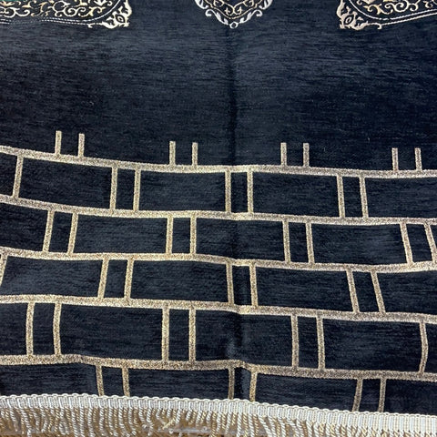 Gebetsteppich Schwarz Gold Kaaba Design