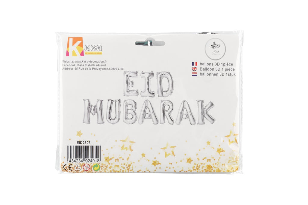 Eid Mubarak Silber Buchstaben Luftballons