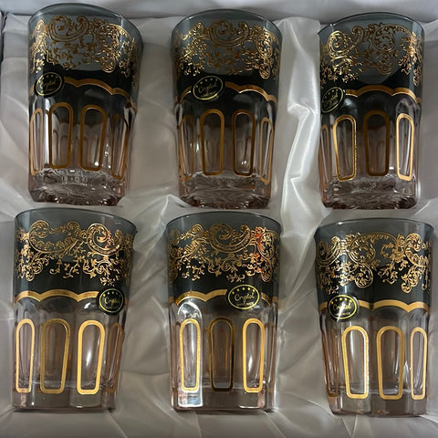 Tee Gläser Gold Grau 6 Stück