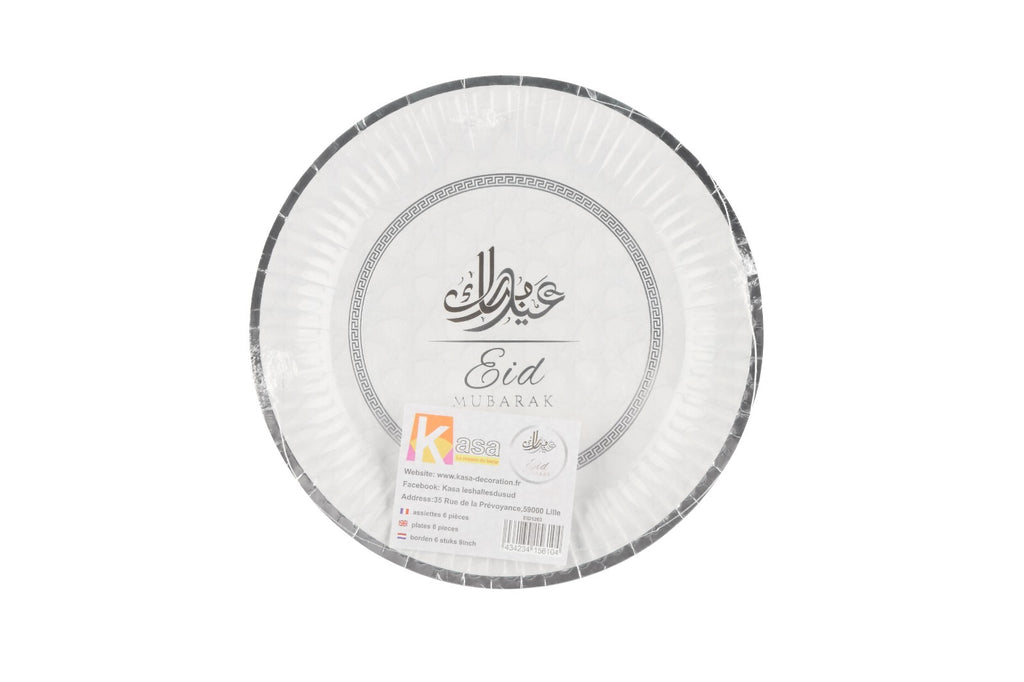 Eid Mubarak Teller Silber 6 Stück je 20 cm