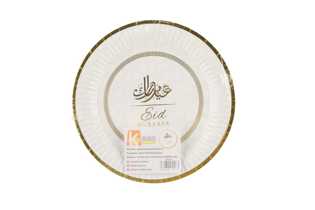 Eid Mubarak Teller Gold 6Stück je 20cm