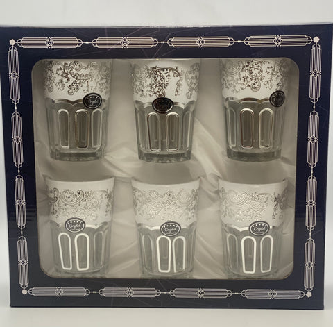 Tee Gläser 6St/Pcs weiß mit Silber