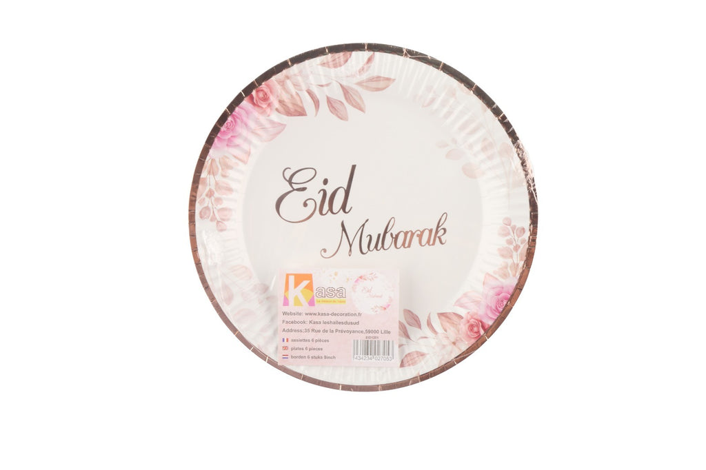 Eid Mubarak Teller Rosa 6Stück je 20 cm