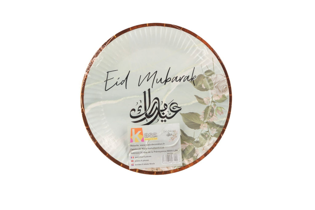 Eid Mubarak Teller Grün 6Stück je 20cm